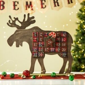 Wooden Plaid Moose Advent Calendar